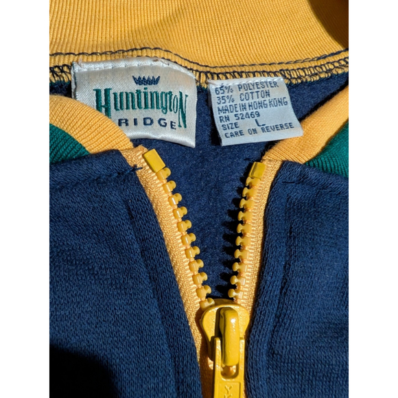 Vintage Huntington Ridge Pull Over Nautical Sweatshirt L LARGE Color Block Navy - Picture 4 of 11